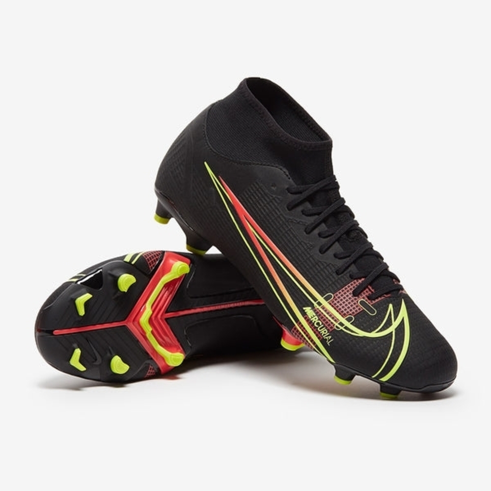 Nike Mercurial Black with Neon Yellow and Red Soccer Cleats
